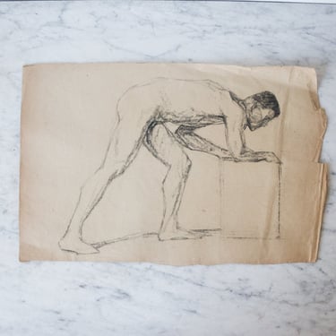 19th Century Sketch | Portrait of Man Leaning Forward