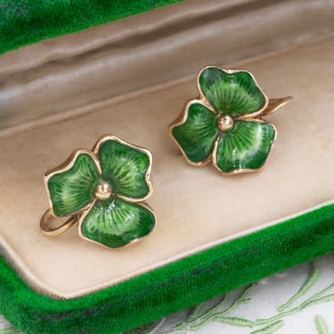 Antique Enameled Clover Earrings