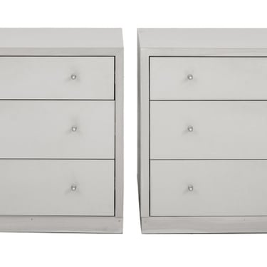 Contemporary Gray 3-Drawer Nightstands, Pair