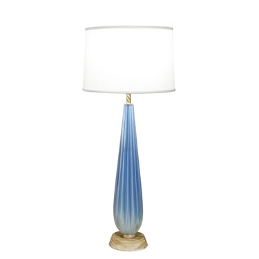 Seguso Blue Channeled Glass Table Lamp 1950s - SOLD
