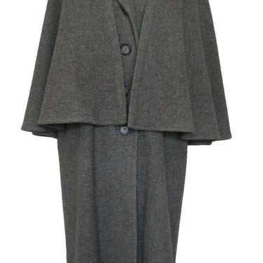 Vintage Texas Body Hangings Cape Coat, Cloak, XS Women, Green-Gray Wool 