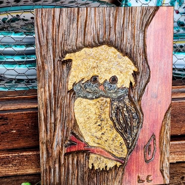 Vintage Owl Plaque~Hand Carved & Painted Wall Art 
