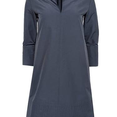 Ann Mashburn - Slate Grey Cotton & Nylon Blend V-Neck Dress Sz XS
