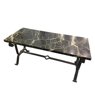 Iron and Dark Marble Cocktail Table, France, 1930&#8217;s
