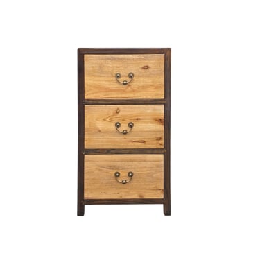 Oriental Brown Stain 3 Drawers End Table Nightstand Cabinet cs7461E 