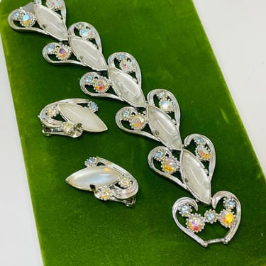 Silver Rhinestone Bracelet and Earrings Set