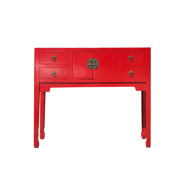 Bright Red Lacquer 4 Drawers Slim Narrow Foyer Side Table cs7332E 