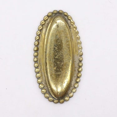Antique Oval Beaded 2 in. Brass Keyhole Cover