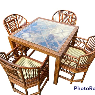 Incredible vintage Brighton bamboo table with four chairs 
