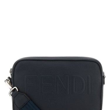 Fendi Man Navy Blue Leather Camera Case Crossbody Bag