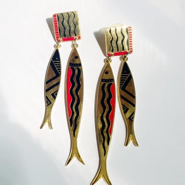 Vintage Laurel Burch fish earrings 