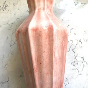 11 Inch Tall Hand Painted Italian Pink and Gold Vase, Vintage Rose and Pink Italian Vase by LeChalet