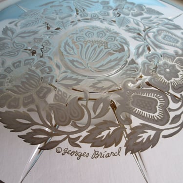 Briard Pedestal Cake Appetizer Round Plate - Silver Damask Pattern - Sterling Silver 