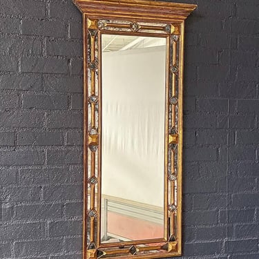 Antique Spanish Colonial Gilded Mirror w/ Distressed Glass, c.1950’s 