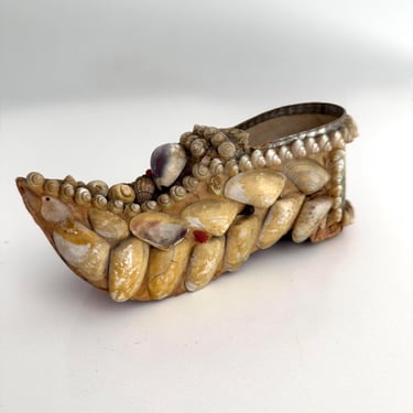 Antique Shell Encrusted Shoe Shaped Box 