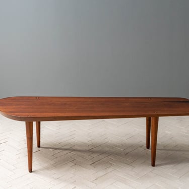 Asymmetrical Walnut Studio Coffee Table