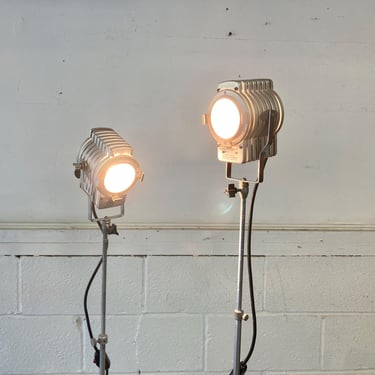 Pair of Vintage Industrial Theatrical Minispot Floor Lamps 