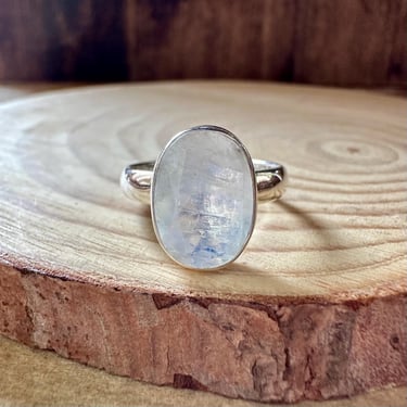 NEPTUNE MOONSTONE Sterling Silver Ring | Handcrafted in India | Peace, Calmness, Stability | Size 7 