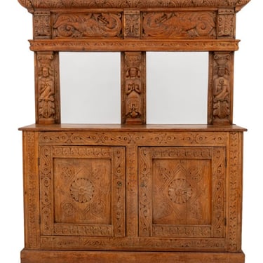 Tudor Style Carved Oak Sideboard