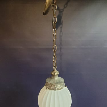 Vintage Pendant Light with Milk Glass Shade