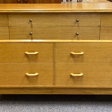Item #DB161 Mid Century Modern Oak Double Bank Chest of Drawers by G-Plan c.1950