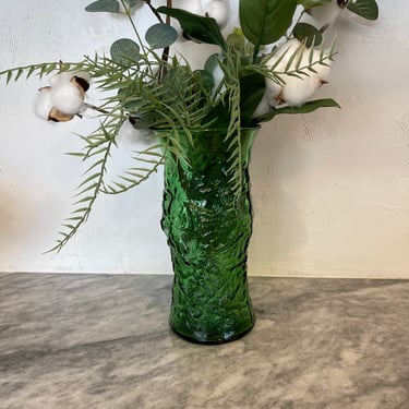 Green Crinkle Glass Vase 