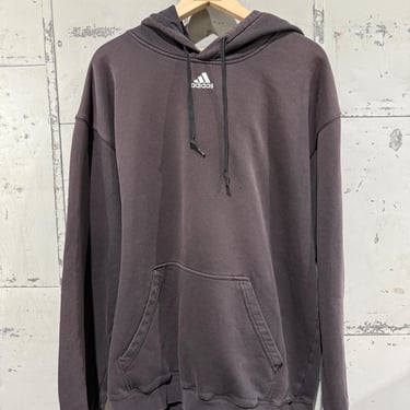 Vintage Adidas Faded Black Hoodie sweatshirt with Center Logo Streetwear 