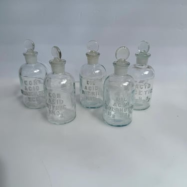 Antique T. C. Wheaton Chemist Bottles-Set of 5 