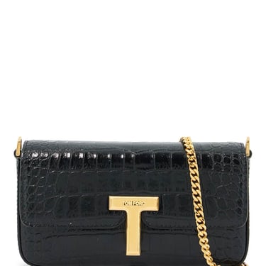 Tom Ford Mini Wallis Crocodile Print Leather Bag. Women