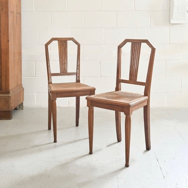 pair of art deco french oak parlour chairs