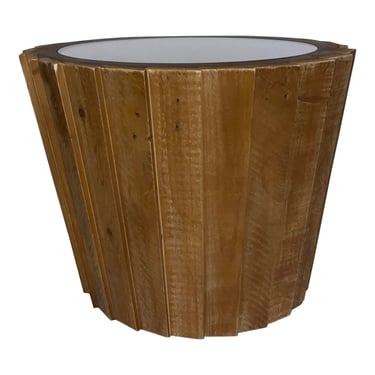 Organic Modern Natural Wood Slat Medium Side Table