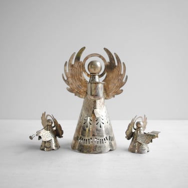 Vintage Silverplate Cut Metal Angel Candle Holders 