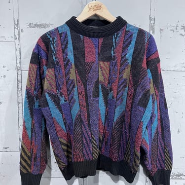 Vintage 90s  Mcgregor Abstract colorful Pattern Grandpa Fashion Made in USA 1990s Fashion Basic Essential Knit Sweater medium unisex 