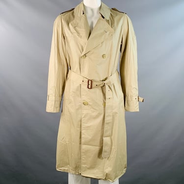 PIERRE BALMAIN Vintage Size XL Beige Cotton Double Breasted Trench Coat