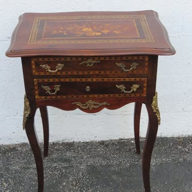 French 1800s Inlay Tall Nightstand Side End Bedside Sewing Table 5313