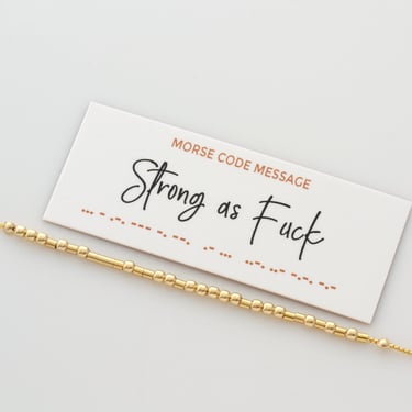 Strong As Fuck - Morse Code Bracelet, Hidden Message Bracelet, Encouragement, Motivation, Cancer Support, Get Well, Be Strong Gift 