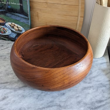 Beautiful Large Wood Teak Serving Bowl 