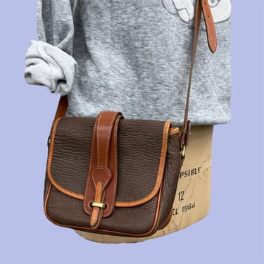 Vintage Dooney & Bourke Crossbody Bag Retro 1990s All Weather Leather + Pebbled Leather + Equestrian Style + Small Bag + Womens Purse 