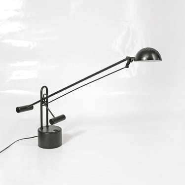 Vintage Ikea Postmodern Black Counter-Balanced Halogen Desk Lamp Retro Crane Architect Task Studio Work Minimalist Futuristic Nightstand 