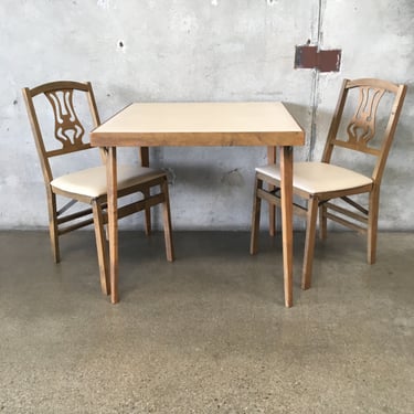 Vintage Stakmore Folding Table &amp; Chairs