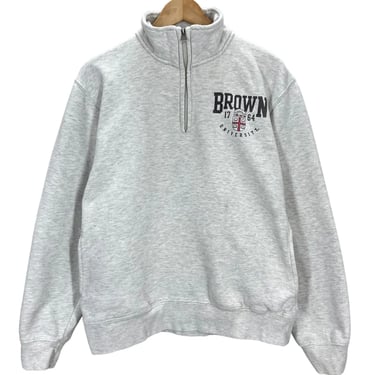 Vintage Brown University 1/4 Zip Pullover Sweatshirt Small