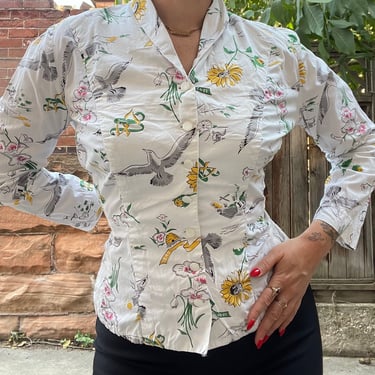 1947 Utah Centennial Novelty Print Blouse size Large X-Large 