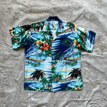 Size M Vintage 1950s 1960s Rayon Aloha Shirt 2204 