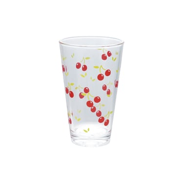 10 oz. Drinking Glass with Cherry Decal, Red & Green