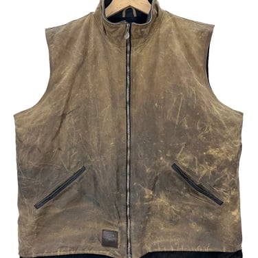 Outback Trading Co Brown Wax Cotton Oilskin Quilt Lined Vest XXL
