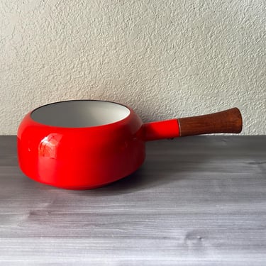 Vintage Dansk Kobenstyle Enamel Fondue Sauce Pot, Danish Modern Quistgaard Designed Red Enamelware, Danish Modern, IHQ France pot 