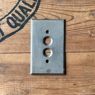 Antique Perkins Heavy Nickel Plated Push Button Light Switchplate Cover 