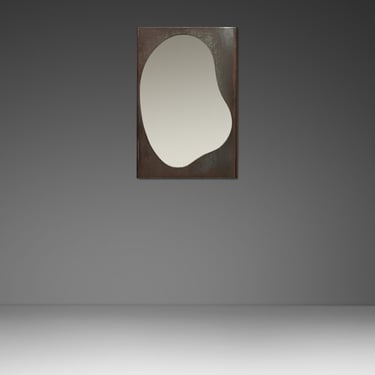 Brutalist Industrial Mirror Cut From Raw Patinaed Architectural Steel by Mark Leblanc for Leblanc Studios, USA, c. 2024 