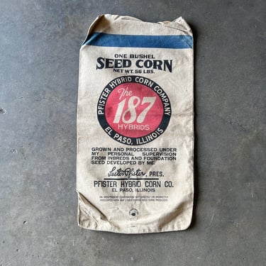 Vintage 187 Hybrids Pfister Hybrids Seed Sack El Paso Il 