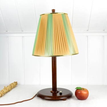 Dekaco pleated table lamp 30s 50s mid century vintage design wooden lamp lamp retro light wood brocante table lamp 